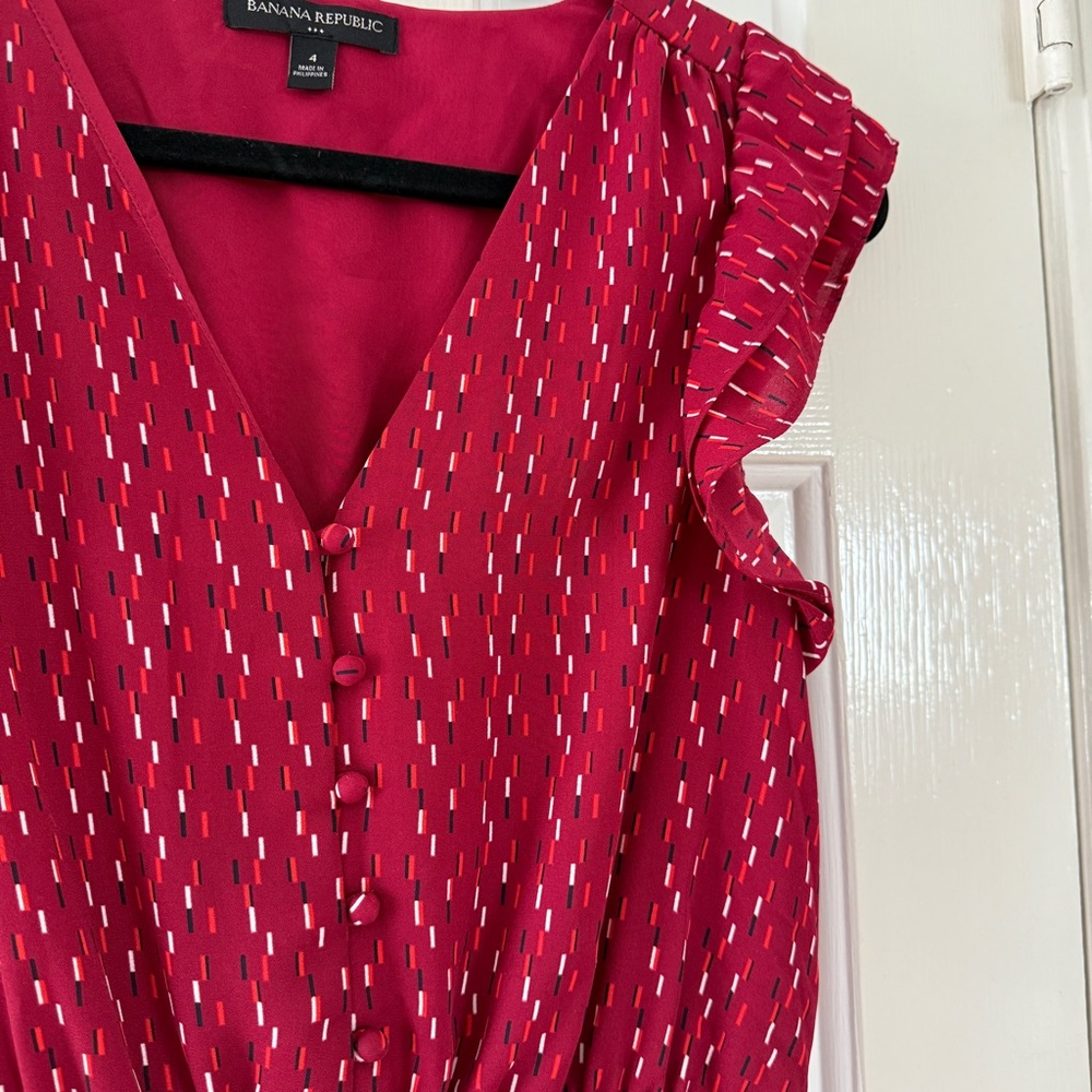 Banana Republic Red Patterned Midi Dress - Picture 6 of 10